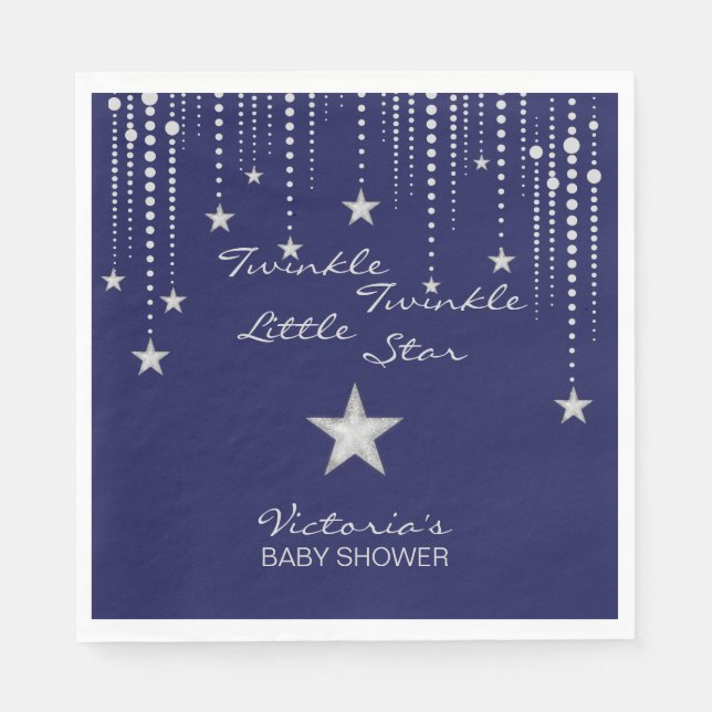 Twinkle Twinkle Little Star Napkins - Blue, Silver (Front)
