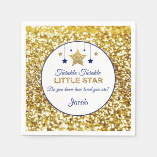 Twinkle twinkle little star napkins navy and gold