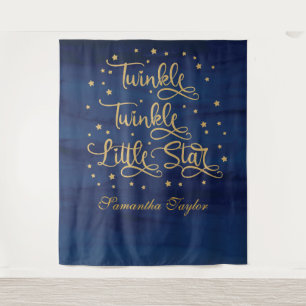 Twinkle Twinkle Little Star Navy Gold Glitter Tapestry