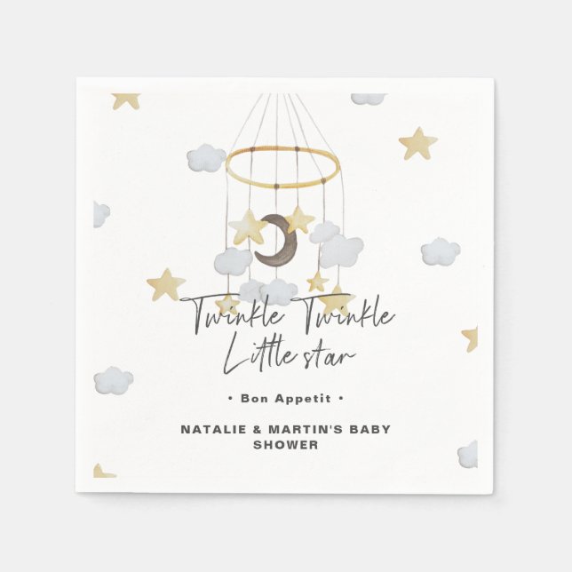 Twinkle Twinkle Little Star Neutral Baby Shower Napkin (Front)