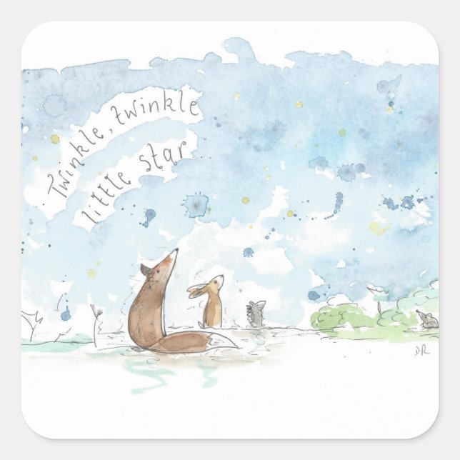 Twinkle twinkle Little Star Nursery Rhyme art Square Sticker (Front)