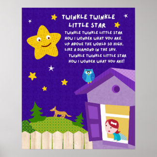 Twinkle Twinkle Little Star Nursery Rhyme Poster