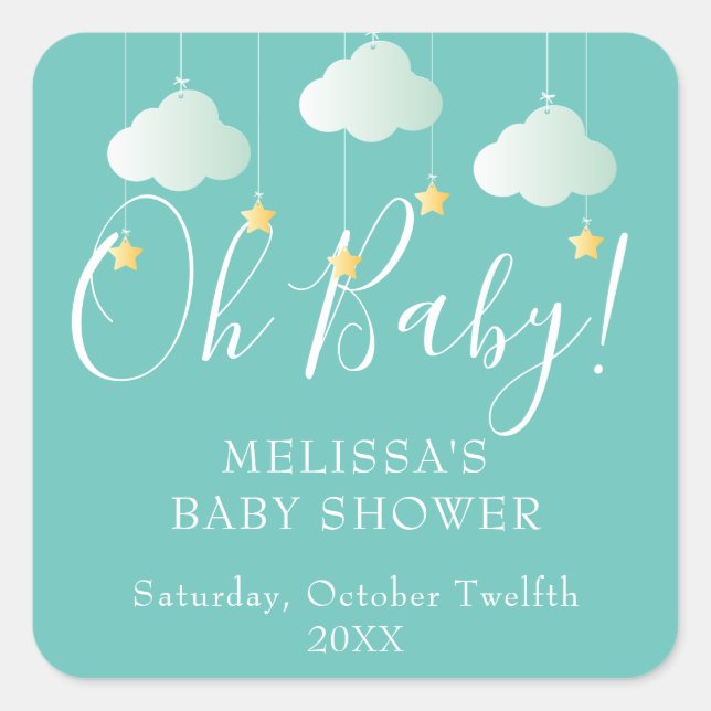 Twinkle twinkle little star Oh Baby baby shower Square Sticker (Front)