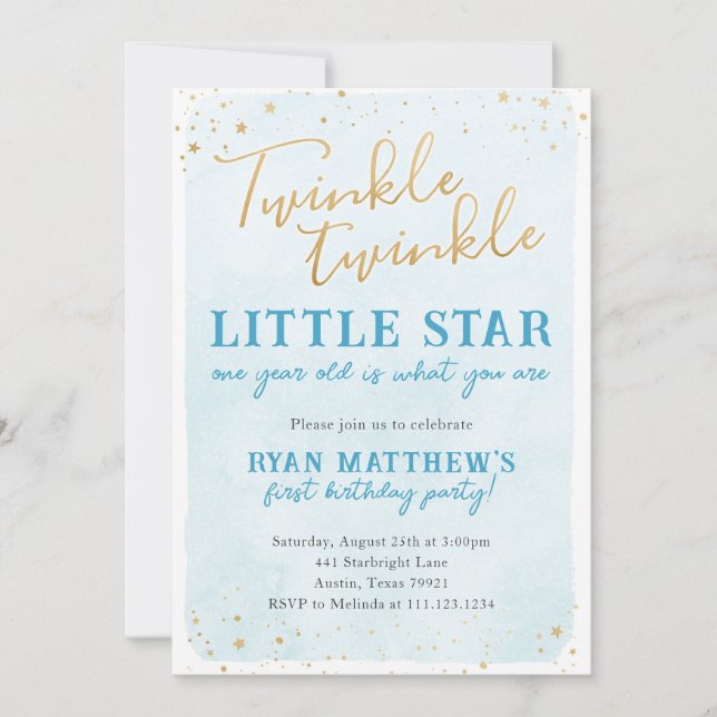 Twinkle Twinkle Little Star Party Invitation (Front)