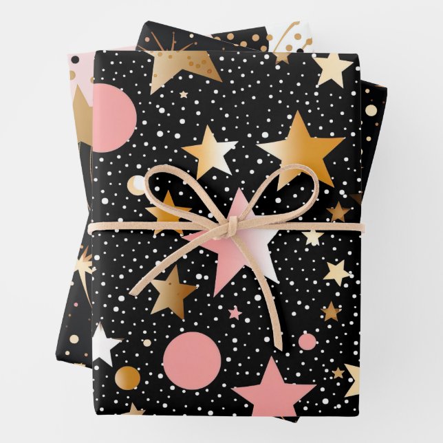 Twinkle Twinkle Little Star Pattern Wrapping Paper Sheet (In situ)