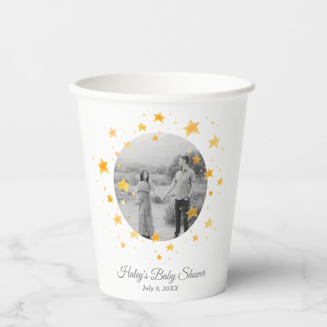 Twinkle Twinkle Little Star Photo Baby Shower Paper Cups (Front)