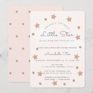 Twinkle Twinkle Little Star Pink Baby Shower Invitation
