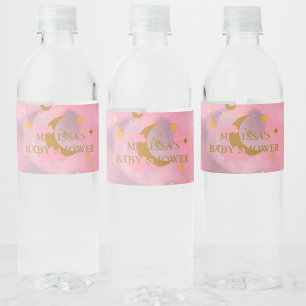 Twinkle Twinkle Little Star Pink Custom  Water Bottle Label