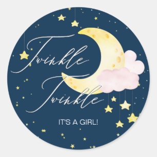 Twinkle Twinkle Little Star Pink Girl Baby Shower Classic Round Sticker