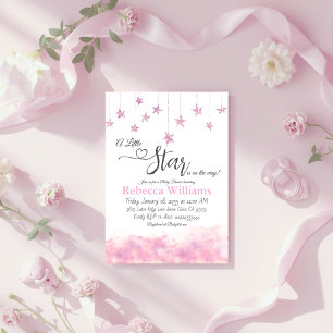 Twinkle Twinkle Little Star Pink Girl Baby Shower Invitation