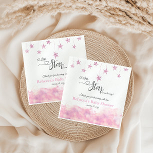 Twinkle Twinkle Little Star Pink Girl Baby Shower Napkin