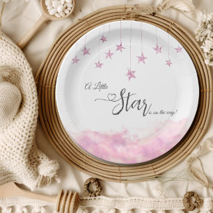 Twinkle Twinkle Little Star Pink Girl Baby Shower Paper Plate