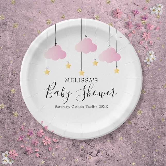 Twinkle Twinkle Little Star Pink Girl Baby Shower Paper Plate (Twinkle Twinkle Little Star Pink Girl Baby Shower Paper Plates)