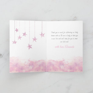 Twinkle Twinkle Little Star Pink Girl Baby Shower Thank You Card