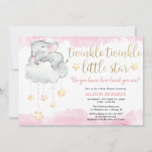 Twinkle twinkle little star pink gold baby shower invitation