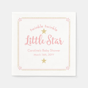 Twinkle Twinkle Little Star Pink Gold Baby Shower Napkin