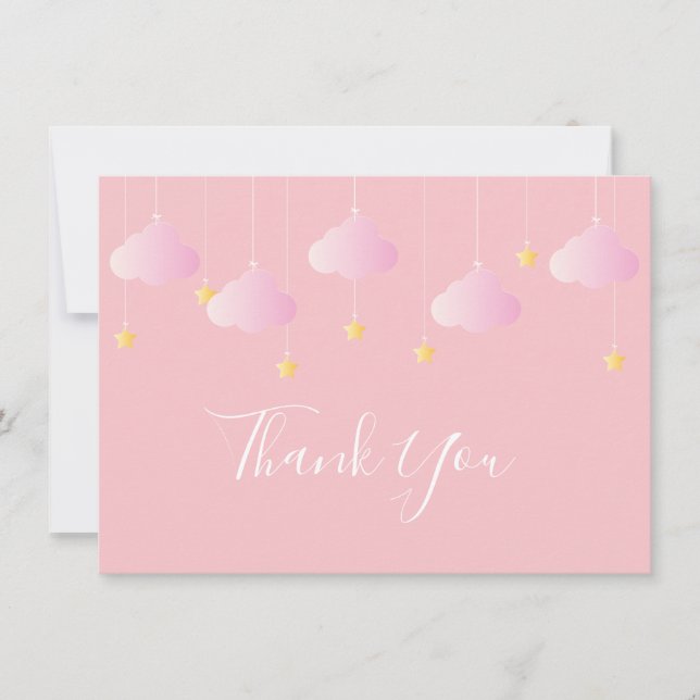 Twinkle Twinkle Little Star Pink Thank You Card (Front)
