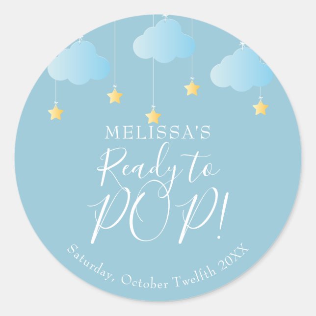 Twinkle twinkle little star Ready to POP blue Classic Round Sticker (Front)