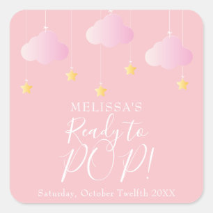 Twinkle twinkle little star Ready to POP pink Square Sticker