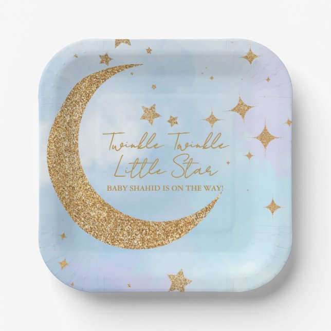 Twinkle Twinkle Little Star Square Paper Plate (Front)