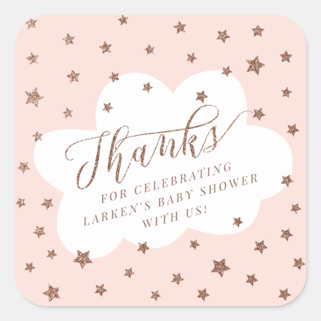 Twinkle twinkle little star thank you baby shower square sticker (Front)