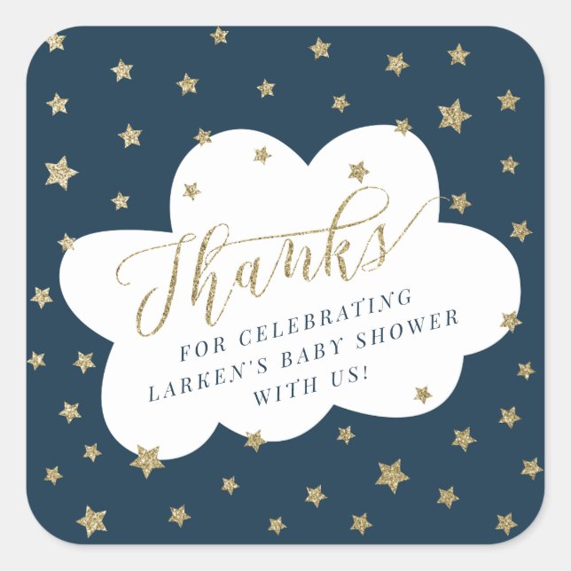 Twinkle twinkle little star thank you baby shower square sticker (Front)