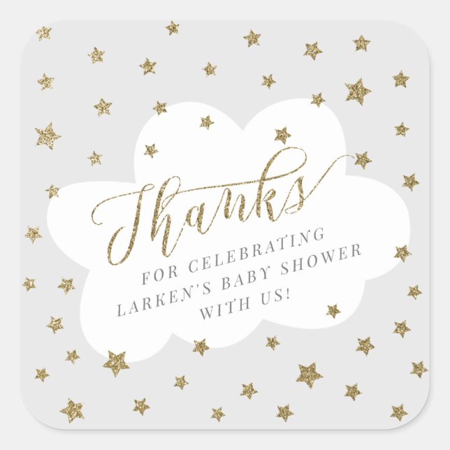 Twinkle twinkle little star thank you baby shower square sticker (Front)