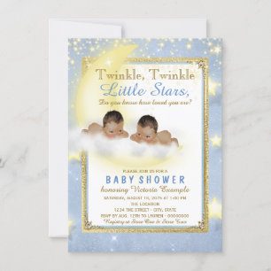 Twinkle Twinkle Little Star Twin Boy Baby Shower I Invitation