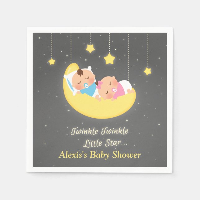 Twinkle Twinkle Little Star Twins Shower Supplies Napkin (Front)