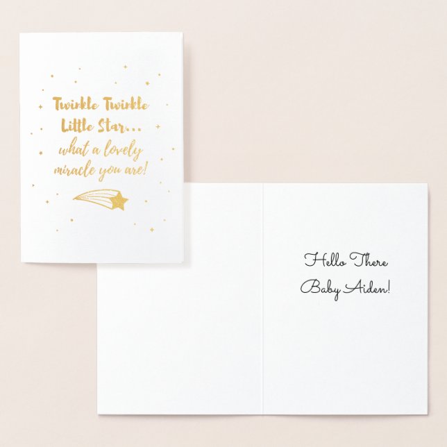 Twinkle Twinkle Little Star Typography Gold Foil Foil Card (Display)