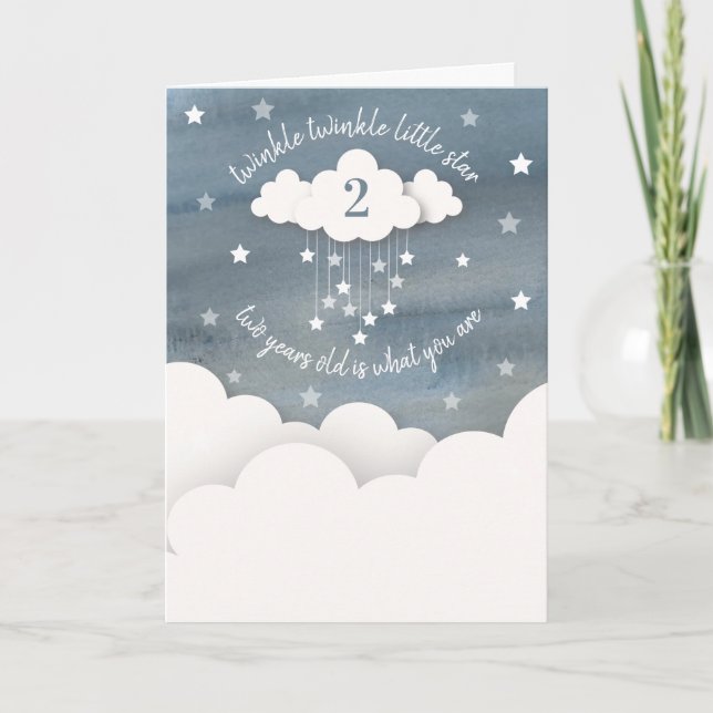 Twinkle Twinkle Little Star Watercolor Birthday Invitation (Front)