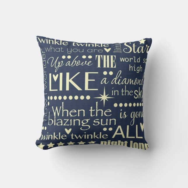 Twinkle Twinkle Little Star Word Art Design Cushion (Front)