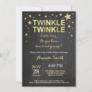 Twinkle Twinkle Little Star Yellow Baby Shower Invitation