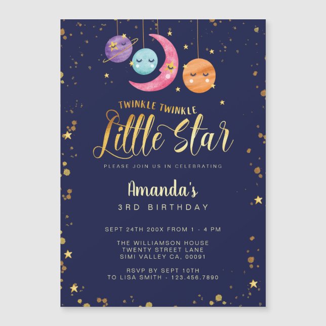 Twinkle Twinkle Little Stars & planets Birthday (Front)