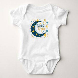 "Twinkle Twinkle" Moon and Star Baby Bodysuit