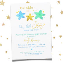Twinkle Twinkle Our Little Star Baby Shower Invita