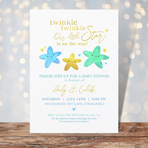 Twinkle Twinkle Our Little Star Baby Shower Invitation