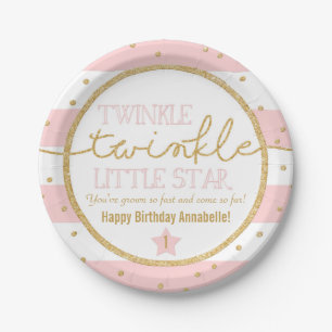 Twinkle Twinkle Pink and Gold Birthday Plates