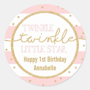 Twinkle Twinkle Pink and Gold Birthday Sticker