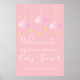 Twinkle Twinkle Pink Baby Girl Shower Welcome Poster