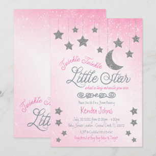 Twinkle Twinkle, Pink Baby Shower invitation