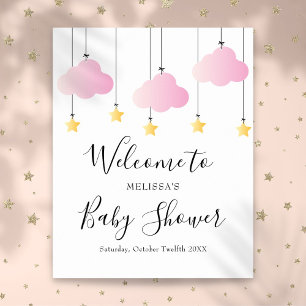 Twinkle Twinkle Pink Girl Baby Shower Welcome Sign