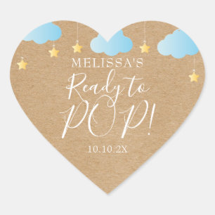 Twinkle Twinkle Ready To POP Blue Rustic Kraft Heart Sticker