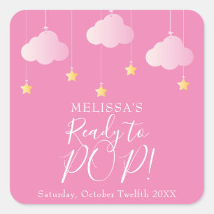Twinkle Twinkle Ready To POP Pink Baby Girl Square Sticker