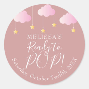 Twinkle Twinkle Ready To POP Pink Baby Shower Classic Round Sticker