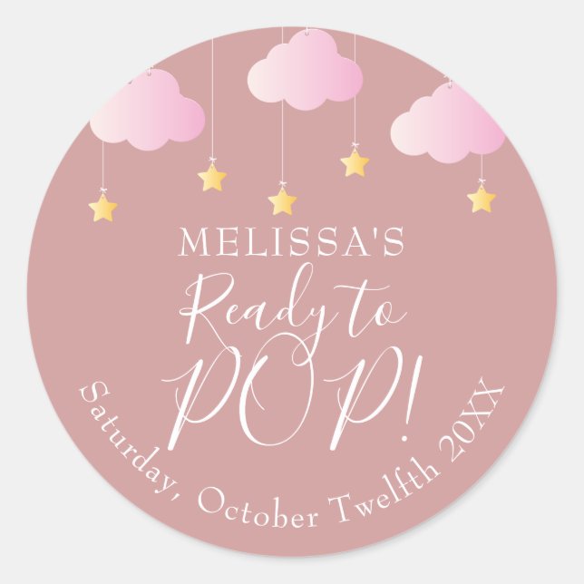 Twinkle Twinkle Ready To POP Pink Baby Shower Classic Round Sticker (Front)