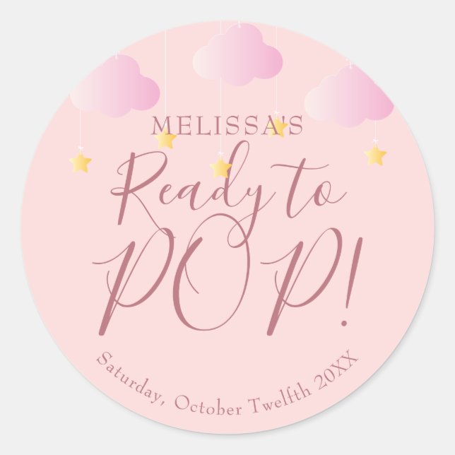 Twinkle Twinkle Ready to POP Pink Baby Shower Classic Round Sticker (Front)