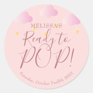 Twinkle Twinkle Ready to POP Pink Baby Shower Classic Round Sticker