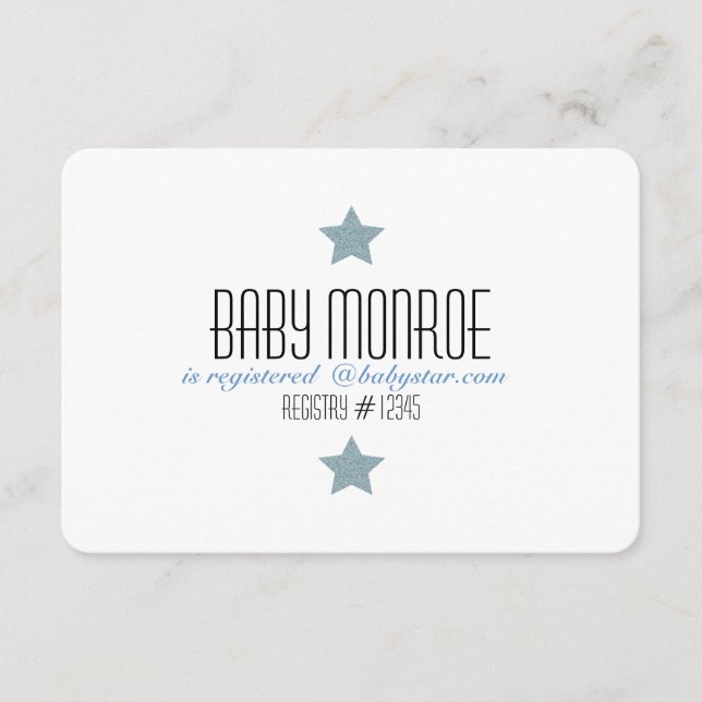 TWINKLE TWINKLE REGISTRY CARD-BABY SHOWER ENCLOSURE CARD (Front)