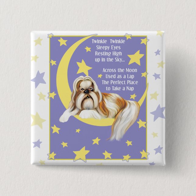 Twinkle Twinkle Shih Tzu 15 Cm Square Badge (Front)